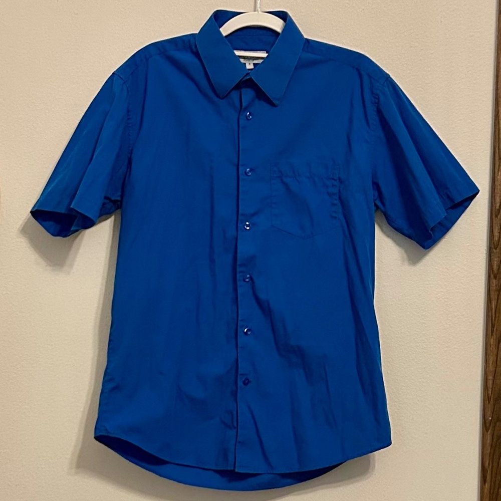 GIOBERTI Men’s Blue Short Sleeved Dress Shirt, Size Small